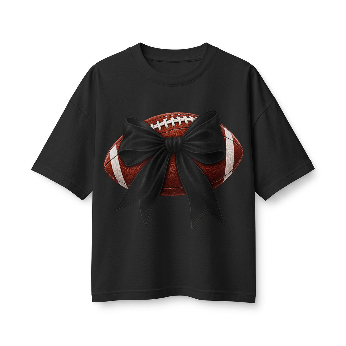 Football Bow Graphic Tee | Game Day Women's Oversized T-Shirt