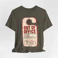 Out of Office Door Hanger Tee – Funny Vacation / Mental Break Graphic T‑Shirt