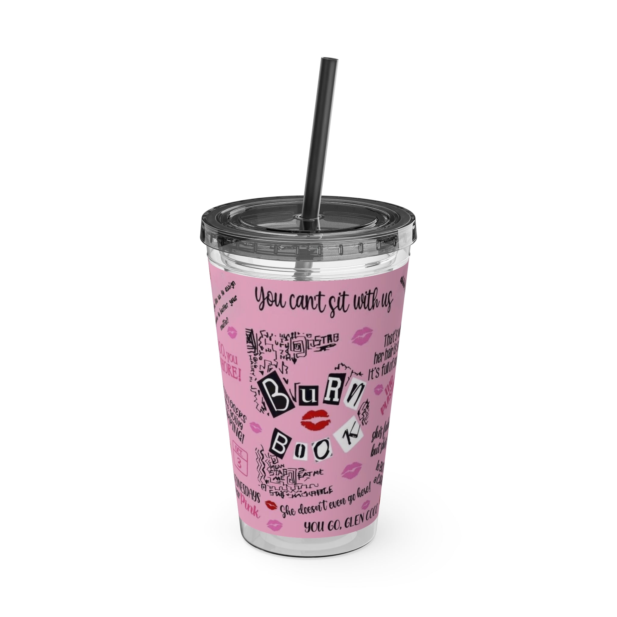 Burn Book Pink Tumbler with Straw — 16oz Insulated Travel Cup