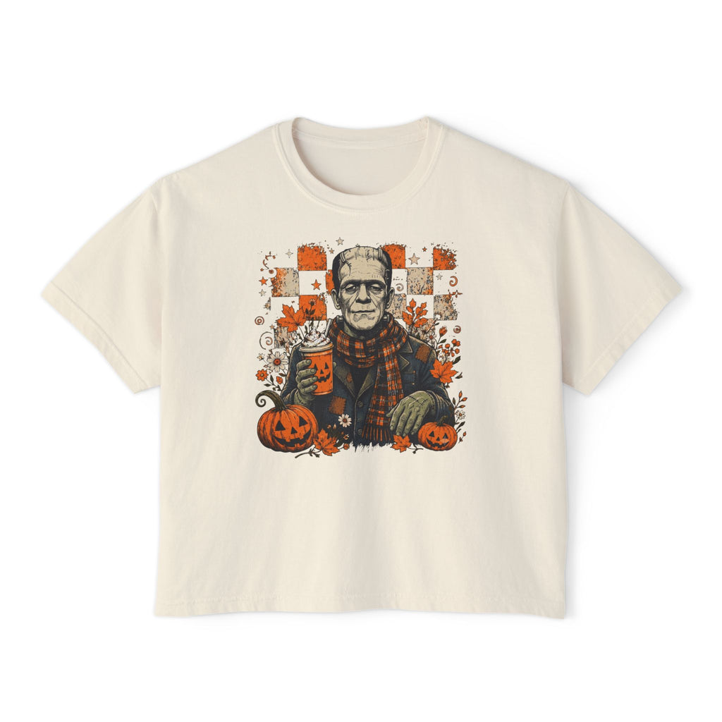 Frankie Halloween Tee - Retro Pumpkin Graphic Women's Boxy Tee