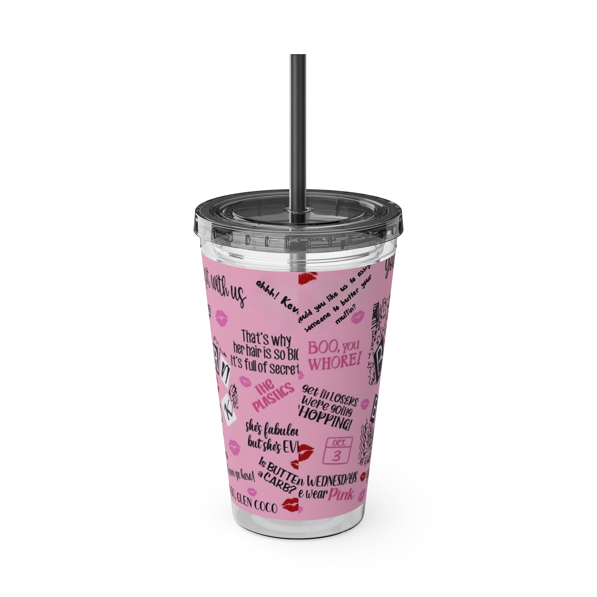 Burn Book Pink Tumbler with Straw — 16oz Insulated Travel Cup