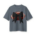 Football Bow Graphic Tee | Game Day Women's Oversized T-Shirt