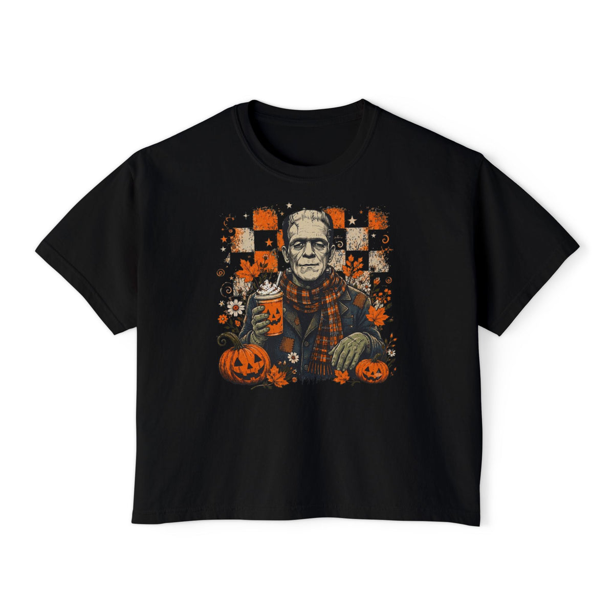 Frankie Halloween Tee - Retro Pumpkin Graphic Women's Boxy Tee