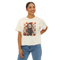 Spooky Doll Halloween Boxy Tee — Cute Creepy Pumpkin Horror Graphic Shirt
