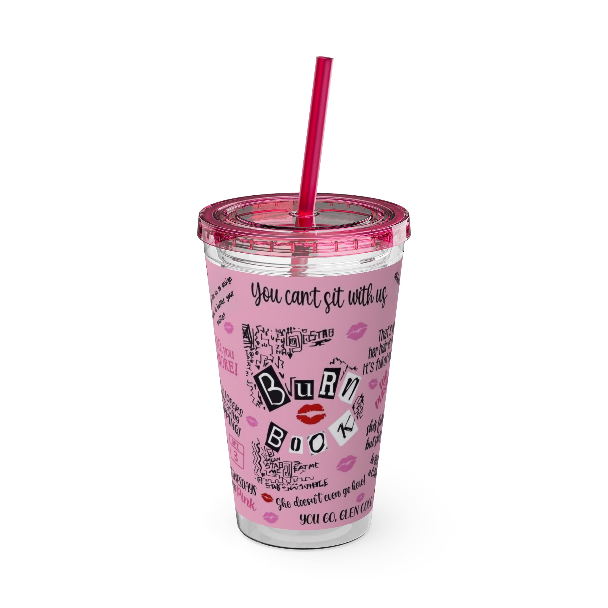 Burn Book Pink Tumbler with Straw — 16oz Insulated Travel Cup