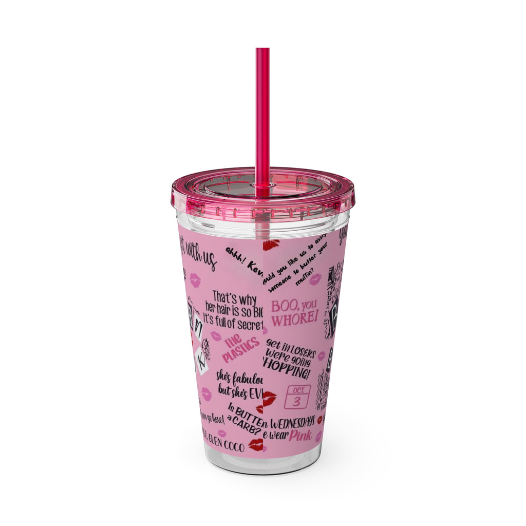 Burn Book Pink Tumbler with Straw — 16oz Insulated Travel Cup
