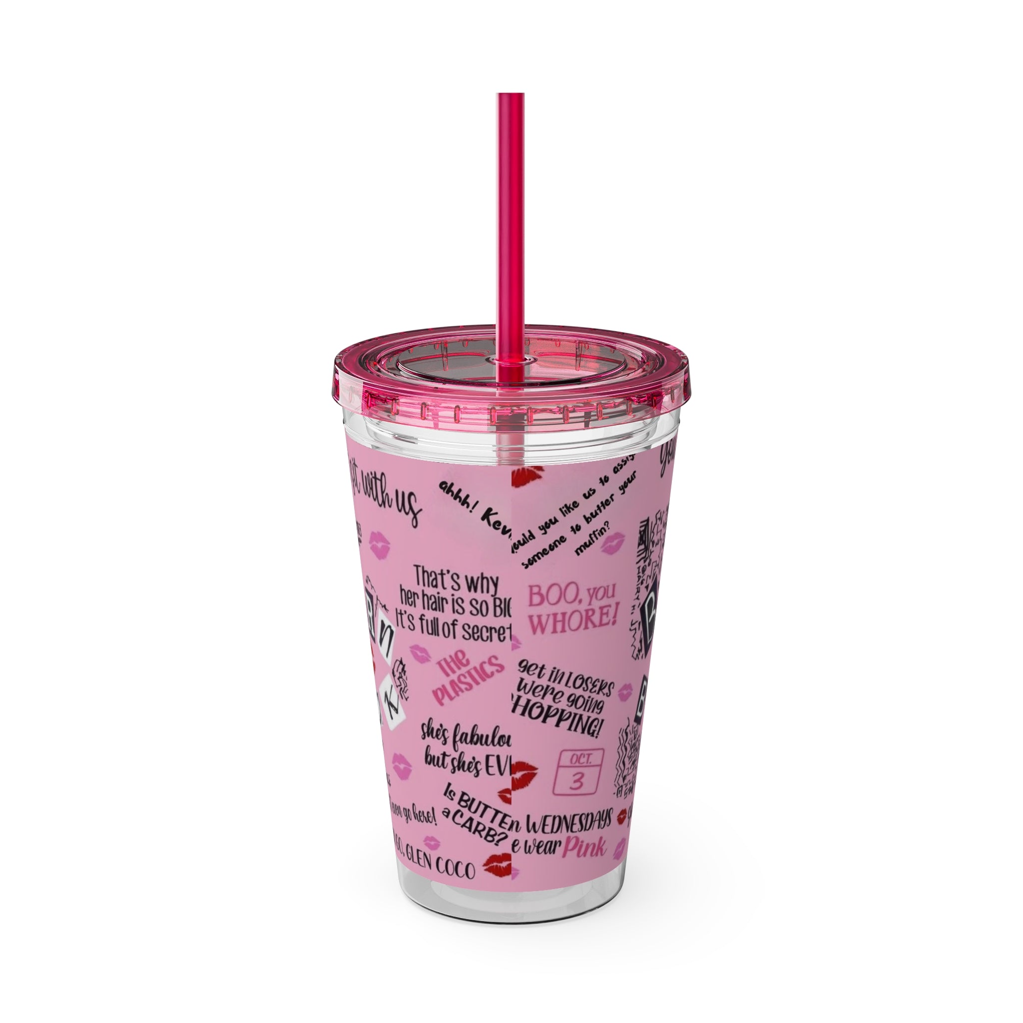 Burn Book Pink Tumbler with Straw — 16oz Insulated Travel Cup
