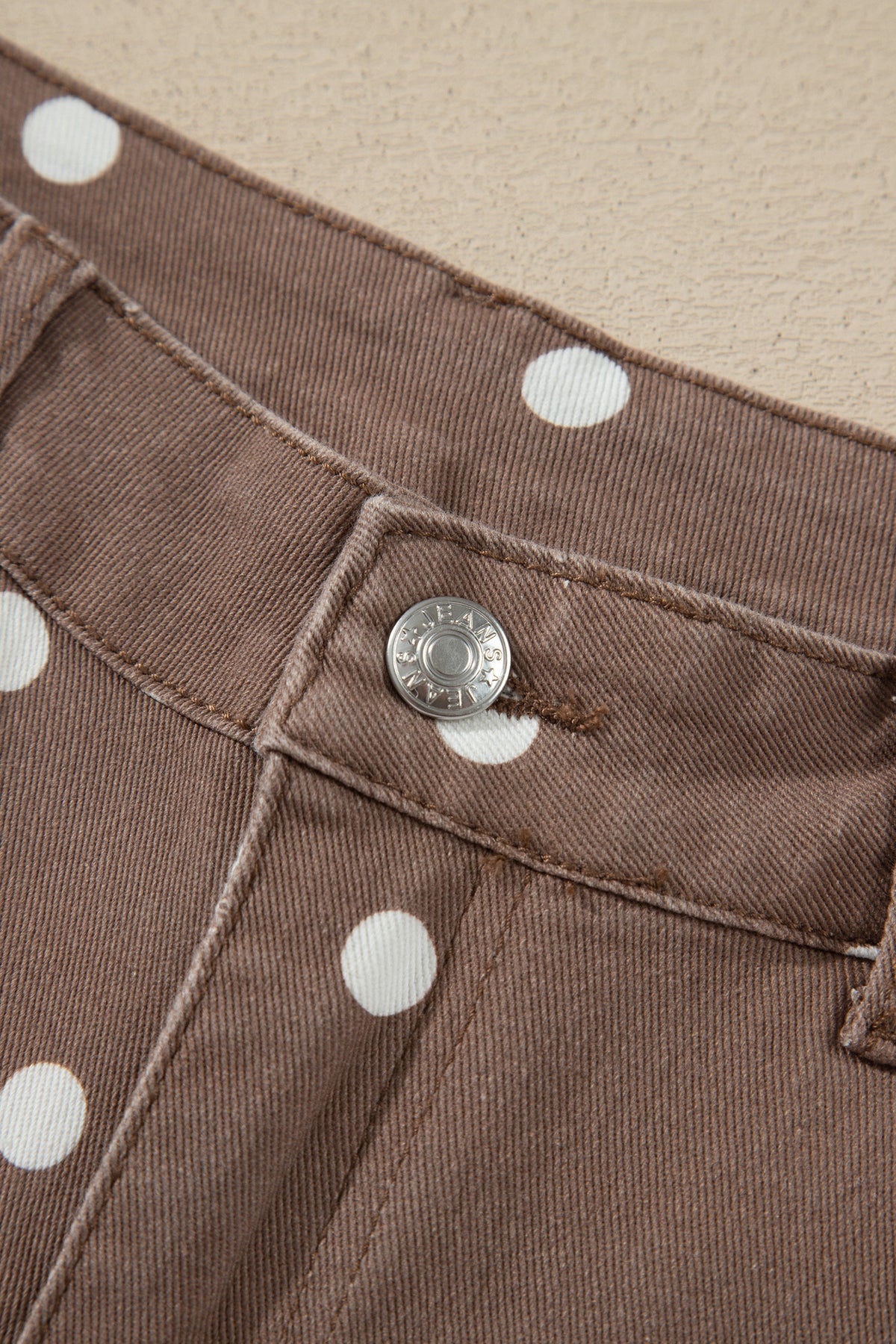 Brown Tailored Seam Polka Dot Print Barrel Casual Jeans