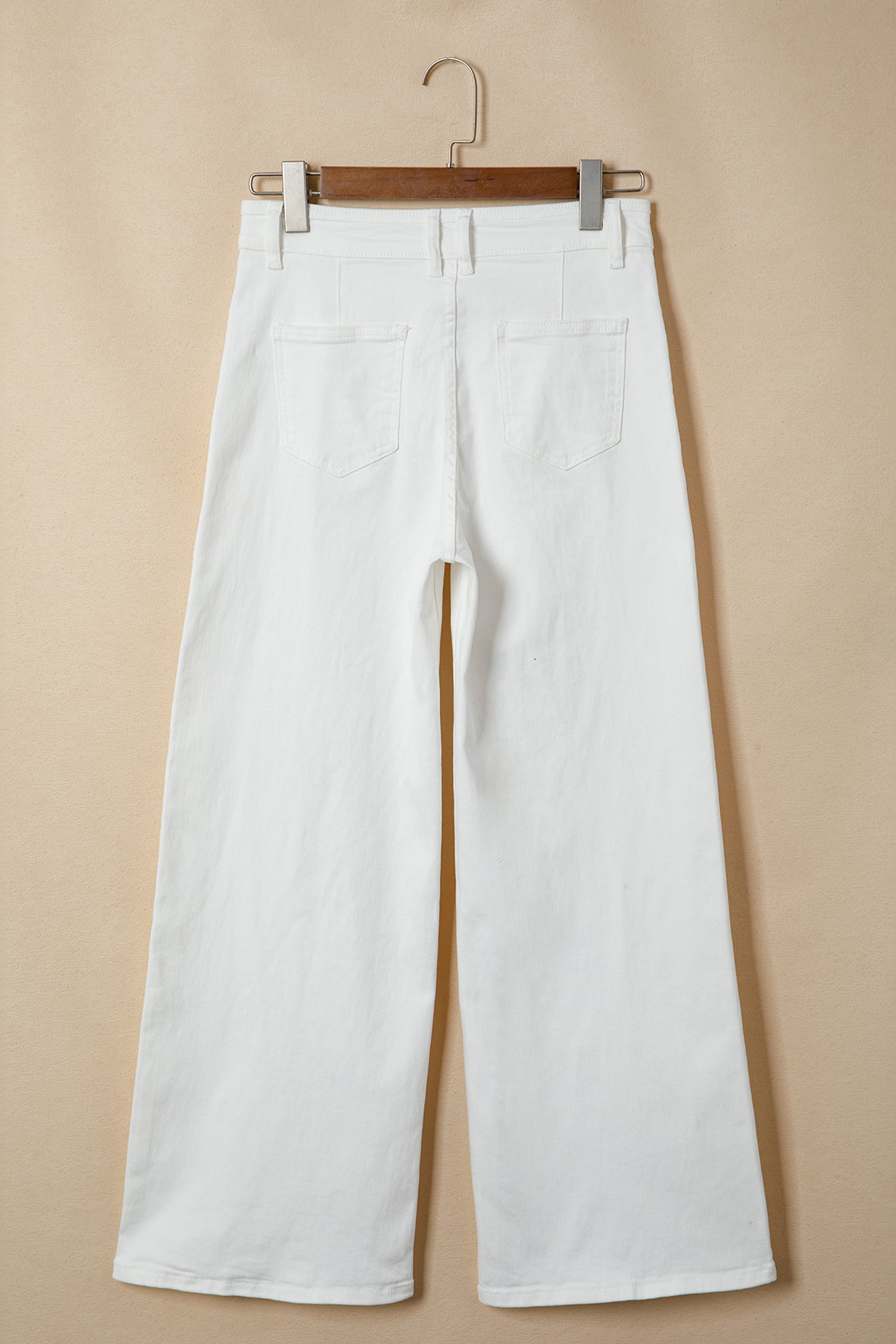 White Solid Color Loose Casual Jeans